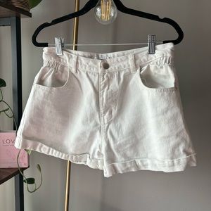 white paper bag waistband shorts